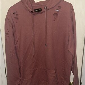Carbon Men's Distressed Hoodie - Dusty Rose
